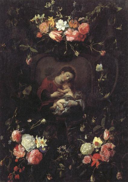 Daniel Seghers Garland of Flowers,with the Virgin and Child